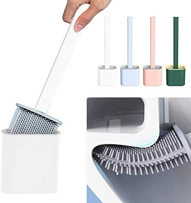 GELAI ENTERPRISE SILICONE TOILET BRUSH FLEXIBLE SOFT BRISTLE BRUSH WITH QUICK DRY HOLDER with Holder(Multicolor)