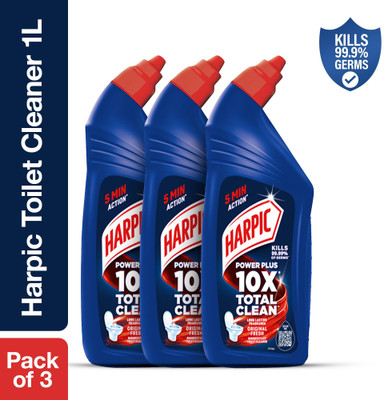 Harpic Toilet Cleaner, Liquid, for basin, commode, tile, bathroom, not phenyl, blue Original Liquid Toilet Cleaner(3 x 1 L)
