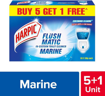 Harpic Flushmatic in-Cistern Aquamarine Block Toilet Cleaner(6 x 50 g)