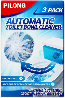 PILONG Automatic Toilet Bowl Cleaners, Bathroom Toilet Tank Cleaner Tablets Marine Rim Block(3 x 1 Wipes)