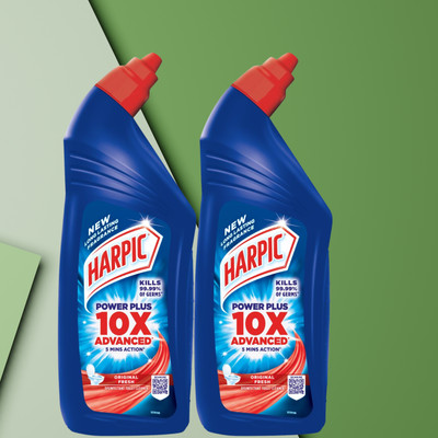 Harpic Powerplus 10X Max Disinfectant Liquid Toilet Cleaner(2 x 1 L)