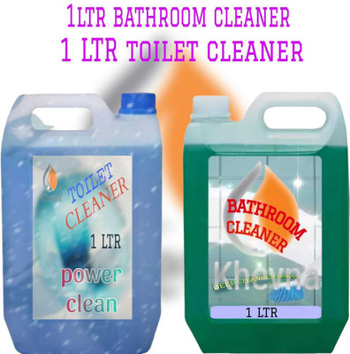 KHEVNA Toilet and Bathroom Cleaner combo 1+1ltr Lemon Liquid Toilet Cleaner(2 x 1 L)