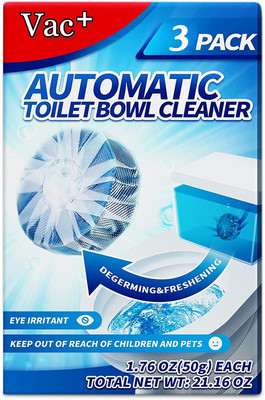 vacplus Hygienic Automatic Toilet Bowl Cleaner Bathroom Tank Tablet Marine Rim Block(3 x 1 Wipes)