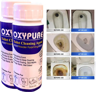 TVASHTA Oxypure Toilet Cleaner for WC, Tiles and Wash Basin Surfaces Powder Toilet Cleaner(2 x 250 g)