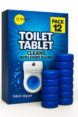 ZUDORA Toilet Cleaning Tablets, Fights Stains & Limescale, Long-Lasting Freshness Ocean Rim Block(12 x 1 Wipes)