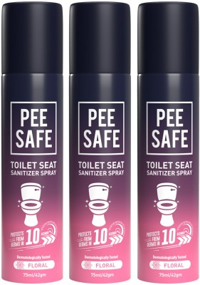 Pee Safe Toilet Seat Sanitizer (Floral) - Spray - Pack of 3, 75ml Floral Spray Toilet Cleaner(3 x 75 ml)