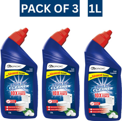 ZEROIC Toilet Cleaner – Natural & Antibacterial Fresh Scent Pack of 3 Floral Liquid Toilet Cleaner(3 x 1 L)