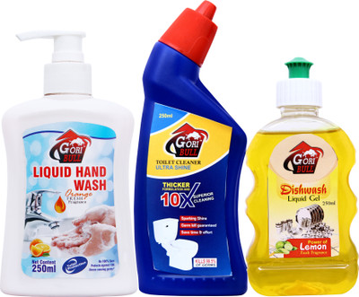 Goribull Cleaning kit combopack 250x3 ml Regular Gel Toilet Cleaner(3 x 250 ml)