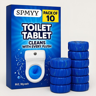SPMYY Automatic Toilet Bowl Cleaner Tablets Blue Bubbles, Lemon Scent, Deep Clean Powder Toilet Cleaner(10 x 3.6 g)