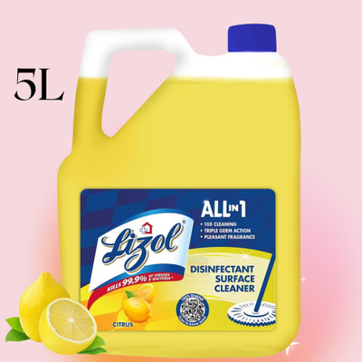 Lizol Disinfectant Surface & Floor Cleaner Liquid Lemon14 -5L Lemon Liquid Toilet Cleaner(5 L)