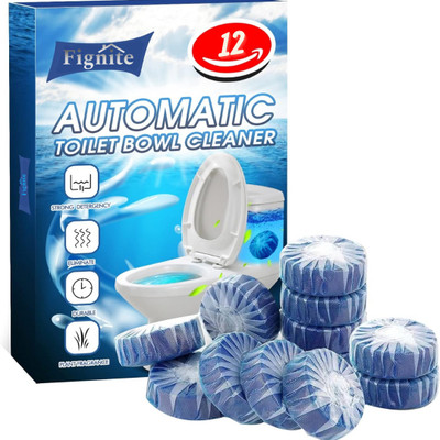 Fignite Auto Toilet Bowl Cleaners Fresh Smell Sustained-Release Technology Deodorizes Ocean Rim Block(12 x 1 g)