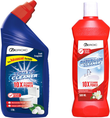 ZEROIC Bathroom & Toilet Cleaner Combo Pack With Anti Bacterial Formula Floral Liquid Toilet Cleaner(1500 ml)