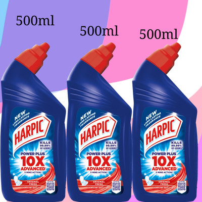 Harpic Disinfectant Toilet Cleaner Liquid, Original -500 ml*3 Liquid Toilet Cleaner(3 x 500 ml)