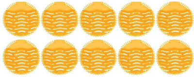 qthinfra Urinal Screen Mats with Fragrance for Bathroom and Toilet Use | Urinal Screen | Urinal Screen Mat - Citrus (Orange) - 10 Pcs Set (Fragrances Which Last for 30 Days) Orange Mat Toilet Cleaner(10 x 1 Wipes)