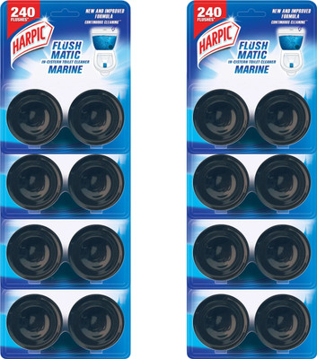 Harpic Flushmatic Block In-Cistern Aquamarine Block Toilet Cleaner(8 x 100 g)