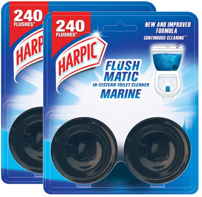 Harpic Flushmatic In-Cistern Marine Block Toilet Cleaner Blocks Marine Rim Block(200 g)