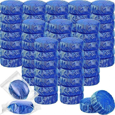 KEZIFY Automatic Toilet Bowl Cleaner Tablets Powerful Blue Cleaning Balls for Toilet Lemon Foam Toilet Cleaner(10 x 1 g)