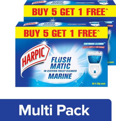 Harpic Flushmatic in-Cistern Aquamarine Block Toilet Cleaner(5 x 50 g) Pack of 2 Aquamarine Block Toilet Cleaner(2 x 250 g)