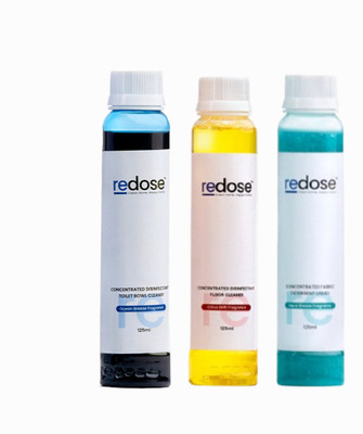 Redose Toilet Cleaner|Floor Cleaner|Fabric Detergent Refills Combo|Makes 500ml Each Citrus Gel Toilet Cleaner(3 x 500 ml)