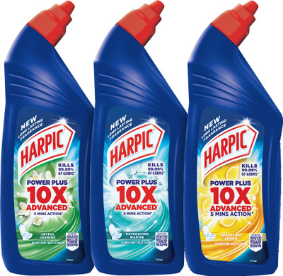 Harpic Power Plus Marine 1L, Jasmine 1L, Lemon 1L Original Liquid Toilet Cleaner(3 x 1 L)