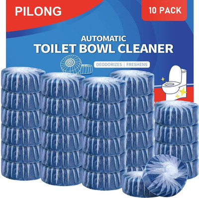 PILONG Automatic Toilet Bowl Cleaners, Bathroom Toilet Tank Cleaner Tablets Ocean Rim Block(10 x 45 g)