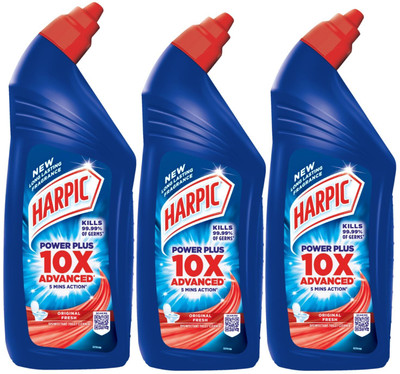 Harpic 1 Litre new (Pack of 3) - Original Toilet Cleaner Liquid Floral Liquid Toilet Cleaner(3 x 1 L)
