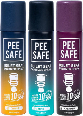 Pee Safe Toilet Seat Sanitizer Spray (Multi-fragrance - Mint, Lavender, Citrus) Spray Toilet Cleaner(3 x 75 ml)