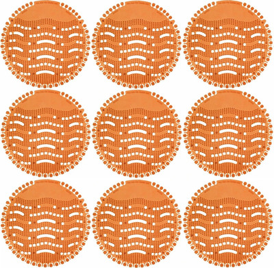 Karmarch Urinal Screen Mats with Fragrance, Anti Splash Urinal Mat Pack of Orange Mat Toilet Cleaner(9 x 1 Wipes)