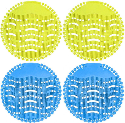 VAAMnational Best Quality Urinal Screen Rubber Mats for Bathroom and Toilet Use Set Of 4 Mat Toilet Cleaner(4 x 1 Wipes)