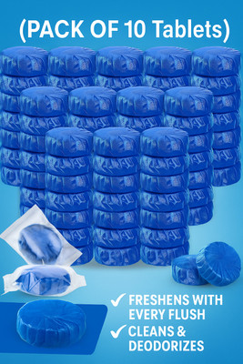 Elviora Flush Toilet Cleaner Tablets (Pack of 10) – Keeps Toilet Clean and Odor-Free Lemon Wipe Toilet Cleaner(10 x 1 g)