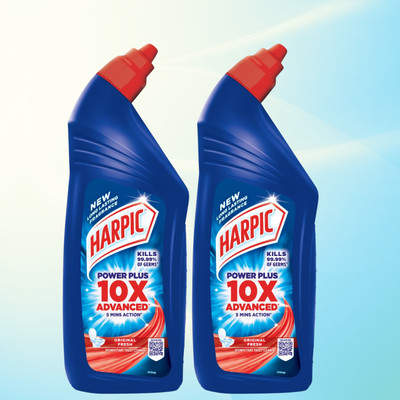 Harpic Powerplus 10X Max Disinfectant , Original Liquid Toilet Cleaner(2 x 1 L)