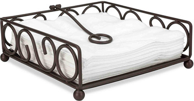 A K ENTERPRISES 1 Compartments Metal A Napkin Tissue Holder Stand(Black)