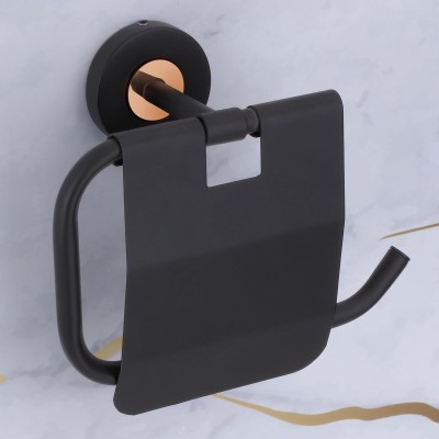 Plantex Solid Brass & SS-304 Toilet Paper Roll Holder/Bathroom Accessories - (Black) Brass, Stainless Steel Toilet Paper Holder