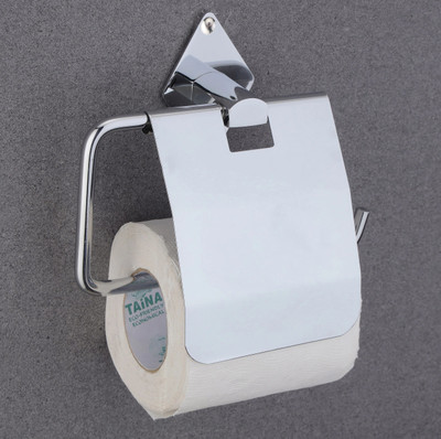 GLOXY Wall Mounted Toilet Paper Holder with Lid -Tissue Roll Dispenser for Bathroom 5 inch 1 Bar Towel Rod(Stainless Steel Pack of 1)