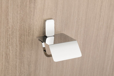 AGMECO Modern Wall Mounted Toilet Paper Holder with Flap (Fortte Silver) Stainless Steel Toilet Paper Holder(Lid Included)