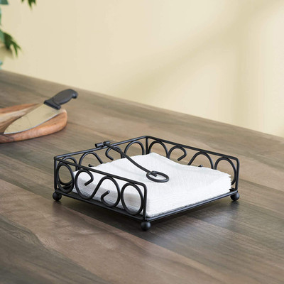 mtiban 1 Compartments Iron Iron Tissue Paper Holder(Black)
