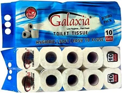 MR Angel Galaxia Soft Luxurious Jumbo Pack of 10 (Pulls Roll) White, Multi Colour Pack Toilet Paper Roll(2 Ply, 240 Sheets)