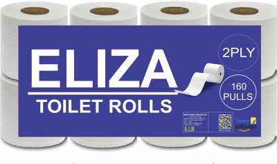 Eliza 2 Ply Ultra Soft Toilet Paper Roll Pack of 8 (160 Pulls Each) 1280 Paper Toilet Paper Roll(2 Ply, 160 Sheets)