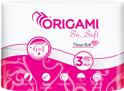 Origami So Soft Pack of 6 - 160 Pulls Per Unit Toilet Paper Roll(3 Ply, 960 Sheets)