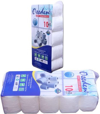 ossden prime Toilet roll Soft & Strong 2-Ply Toilet Paper Roll Bathroom Essentials Pack of 10 Toilet Paper Roll(2 Ply, 2000 Sheets)