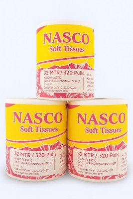 Nasco Soft Toilet Tissue Roll | 2 Ply | 32 Mtr 320 Pulls | Pack of 3 Toilet Paper Roll(2 Ply, 320 Sheets)