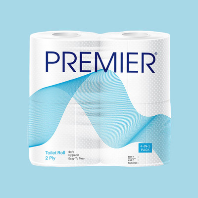 Premier Toilet Tissue Paper Roll, 2-Ply Soft & Absorbent, 4-in-1 Pack Toilet Paper Roll(2 Ply, 1280 Sheets)