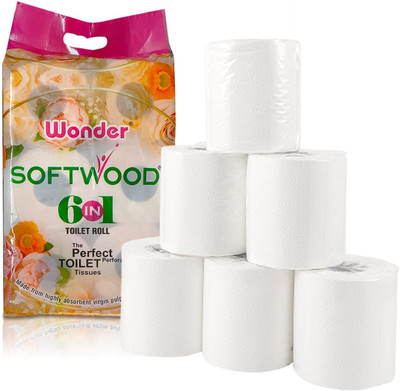 Khaana Packaging Toilet Paper Tissue 6 Rolls (260 Sheets Per Roll), Soft, Bathroom Essential Toilet Paper Roll(2 Ply, 260 Sheets)
