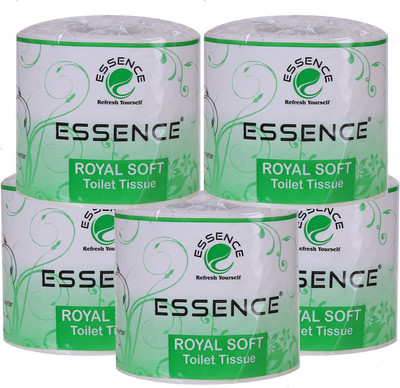 ESSENCE Royal Soft Toilet Tissue Bathroom Toilet Paper Roll Green 350 Pcs Pack of 5 Toilet Paper Roll(1 Ply, 350 Sheets)