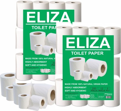 Eliza Luxurious 3 Ply Toilet Roll Pack of 24 (200 Pulls Each) 4800 Disposable Paper Toilet Paper Roll(3 Ply, 4800 Sheets)
