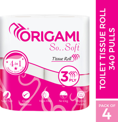 Origami 3 Ply Tissue Roll Toilet Paper Roll(3 Ply, 340 Sheets)