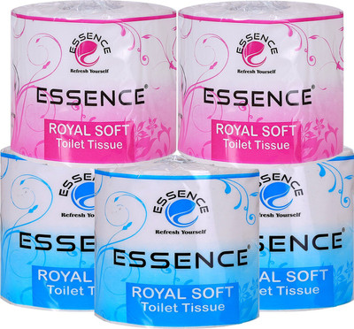 ESSENCE Royal Soft Toilet Tissue Bathroom Toilet Paper Roll Blue-Pink Pack of 5 Toilet Paper Roll(1 Ply, 350 Sheets)