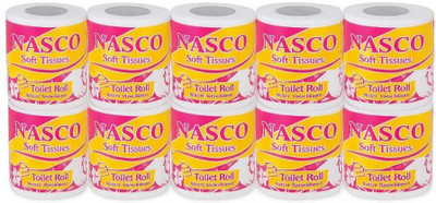 Nasco Toilet Tissue Roll Pack of 10 | Soft 2 Ply Paper Roll for Home & Office Use Toilet Paper Roll(2 Ply, 320 Sheets)