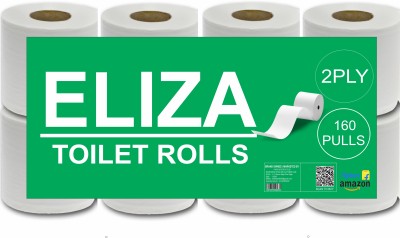 Eliza 2 Ply Soft Toilet Paper Roll Pack of 8 (160 Pulls Each) 1280 Disposable Paper Toilet Paper Roll(2 Ply, 160 Sheets)