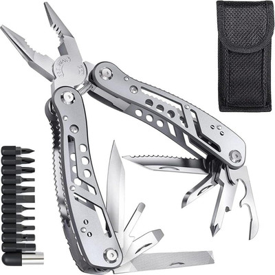 INFIXMART 24 in 1 Multi-function Plier Tools Made of Stainless Steel with 11 Screwdriver Multi Utility Plier(1 Tools, Silver)